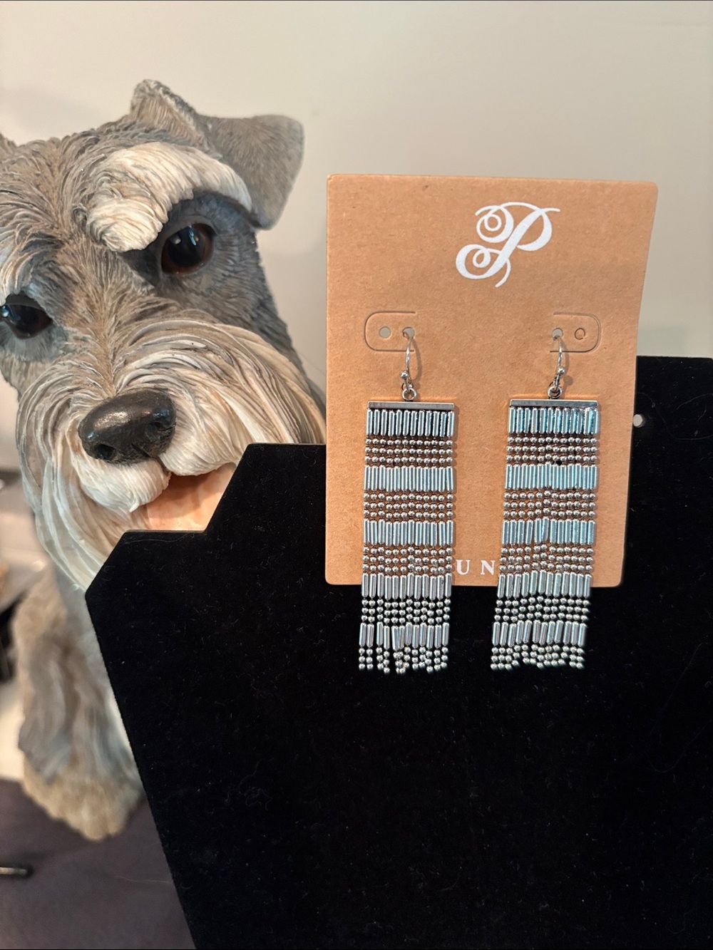 Plunder Silver tone Beaded Fringe Drop Earrings